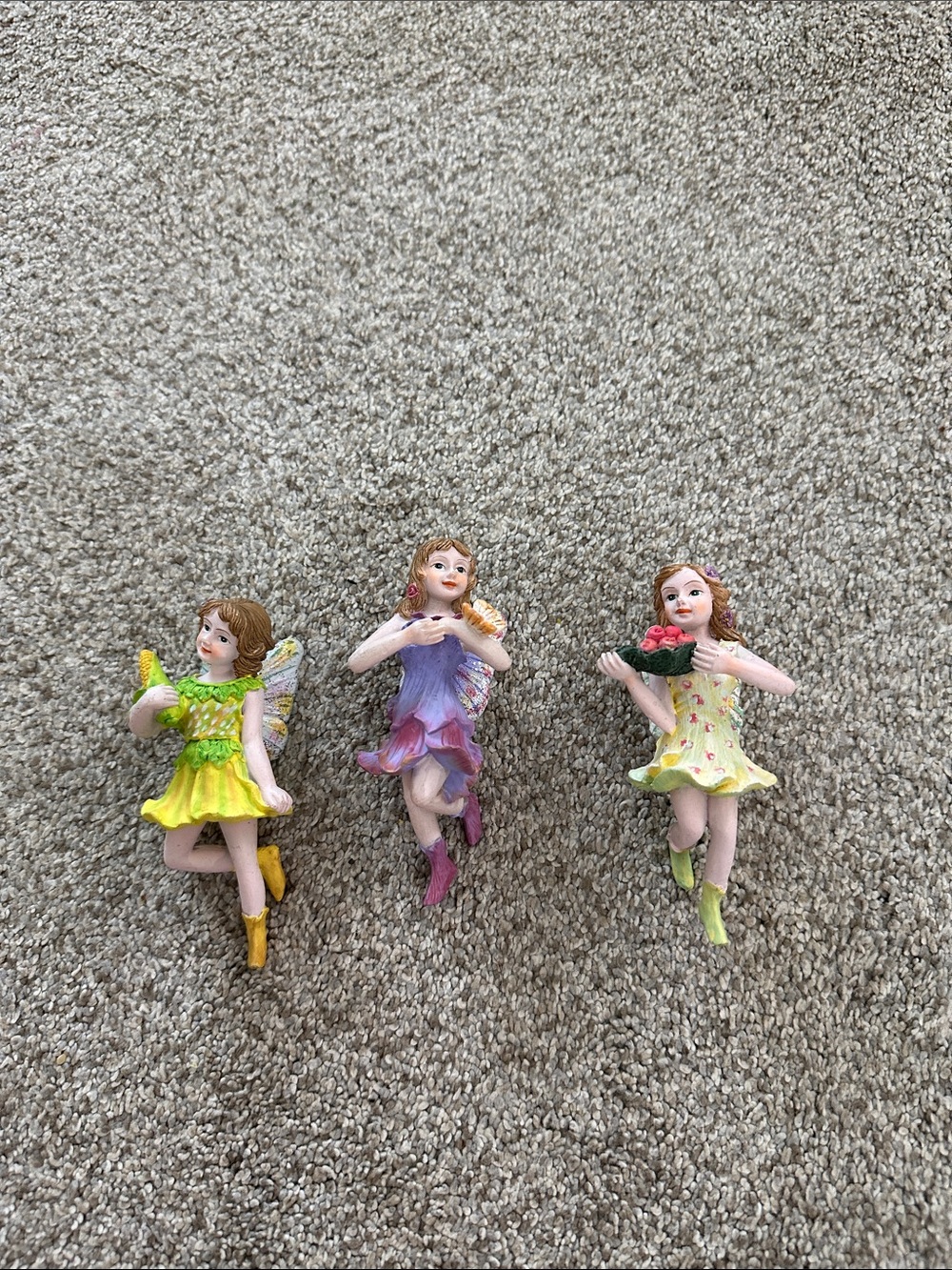 Set of 3 resin vintage fairy figurine for garden